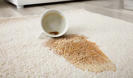 Des taches de café sur un tapis beige