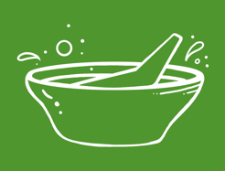 Une éponge trempée dans un bol éclaboussant d'eau chaude et de vinaigre blanc distillé, sur un fond vert